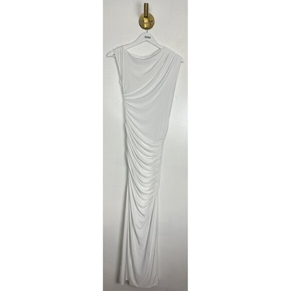 NAKED WARDROBE Ruched One-Shoulder Gown in White Size Medium - Picture 8 of 14